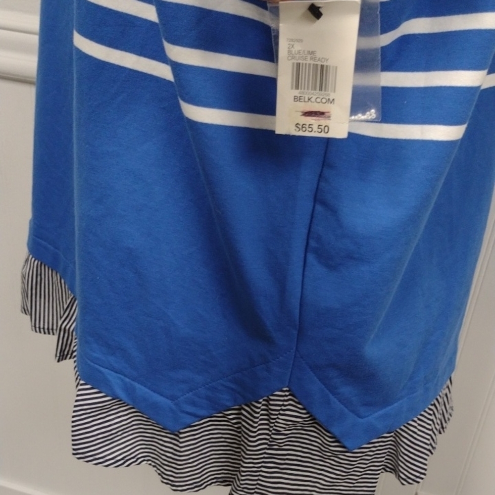 NEW Crown & Ivy Women's Blue and White Striped  with Elephant - Picture 4 of 16